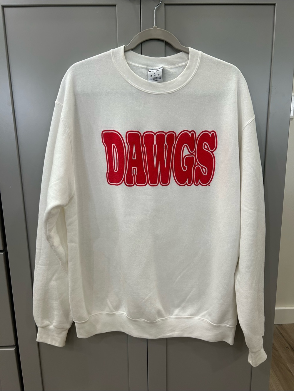 Champion Georgia Bulldogs UGA Red Print White Crewneck Sweatshirt Large